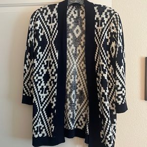 Talbots dark navy and cream cardigan